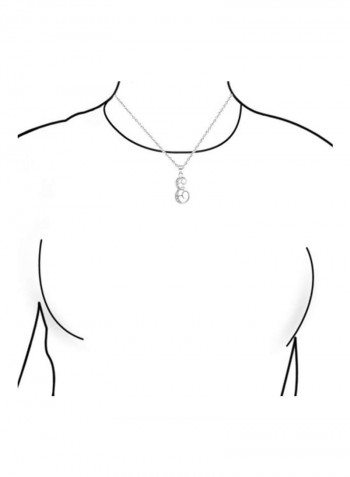 925 Sterling Silver Cubic Zirconia Studded E Letter Pendant Necklace