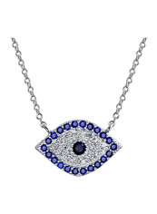 925 Sterling Silver Cubic Zirconia Studded Eye Necklace Pendant