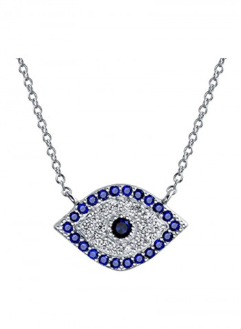 925 Sterling Silver Cubic Zirconia Studded Eye Necklace Pendant