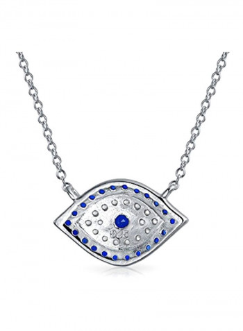 925 Sterling Silver Cubic Zirconia Studded Eye Necklace Pendant