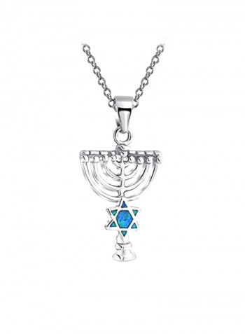 925 Sterling Silver Opal Studded Pendant Necklace