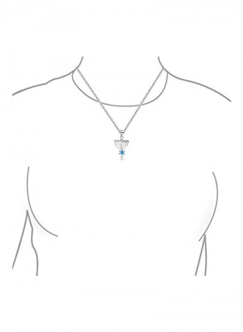 925 Sterling Silver Opal Studded Pendant Necklace