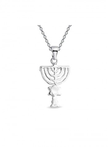 925 Sterling Silver Opal Studded Pendant Necklace