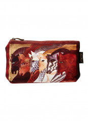 3-Piece Moroccan Mares Cosmetic Bag Red/Beige/Brown