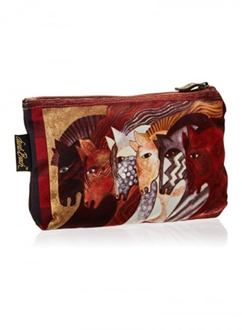 3-Piece Moroccan Mares Cosmetic Bag Red/Beige/Brown
