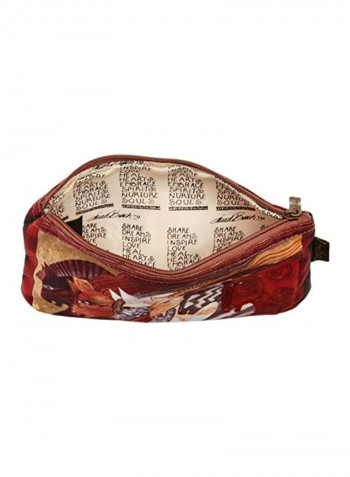 3-Piece Moroccan Mares Cosmetic Bag Red/Beige/Brown