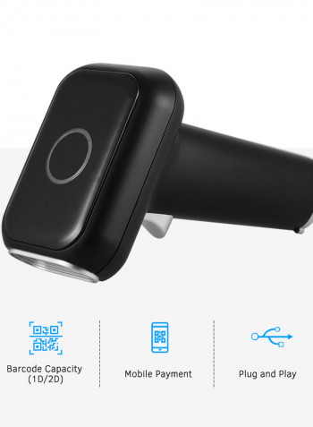 Handheld USB Wired CMOS Image Barcode Scanner 1D 2D QR PDF417 Data Matrix Code Reader With Cable 18.50 x 8.30 x 11.00سم أسود