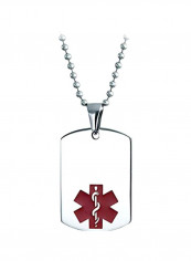 Stainless Steel Medical Identification Tag Pendant Necklace