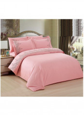 6-Piece Lace Duvet Cover Set  Cotton Pink 220 x 240cm