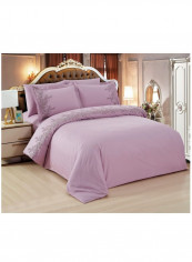 6-Piece Lace Duvet Cover Set Cotton Purple 220 x 240cm