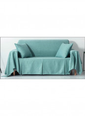 Brief Design Solid Pattern Anti-Slip Sofa Slipcover Green 210 x 300centimeter