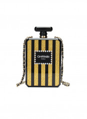 Creative Shaped Striped Alloy Chain Casual Bag Black reviews Creative Shaped Striped Alloy Chain Casual Bag Black