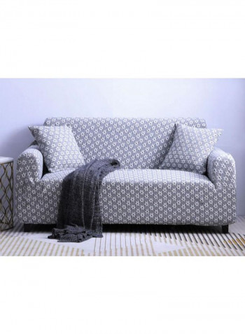 Flowers Patter Sofa Slipcover Grey/White/Black 190-230centimeter