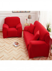 Stretchable Solid Pattern Sofa Slipcover Red 230 x 300centimeter