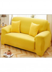 Stretchable Solid Pattern Sofa Slipcover Yellow 230 x 300centimeter