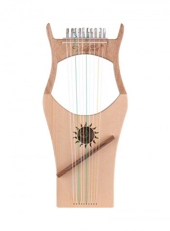 10-Wooden Lyre Harp Metal Strings Instrument With Carry Bag