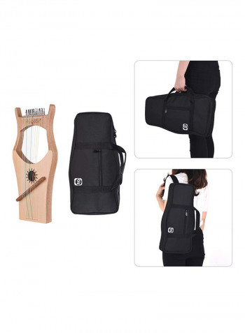 10-Wooden Lyre Harp Metal Strings Instrument With Carry Bag