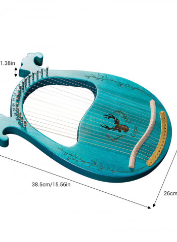 16 Stings Lyre Harp Features Wooden Resonance Box Blue