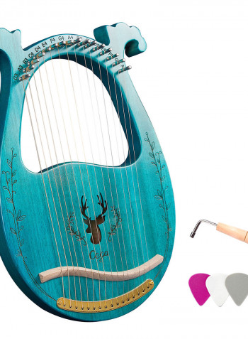 16 Stings Lyre Harp Features Wooden Resonance Box Blue
