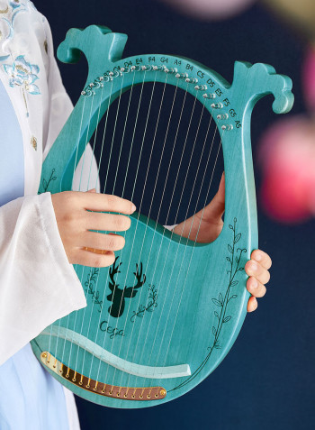 16 Stings Lyre Harp Features Wooden Resonance Box Blue