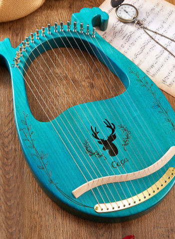 16 Stings Lyre Harp Features Wooden Resonance Box Blue