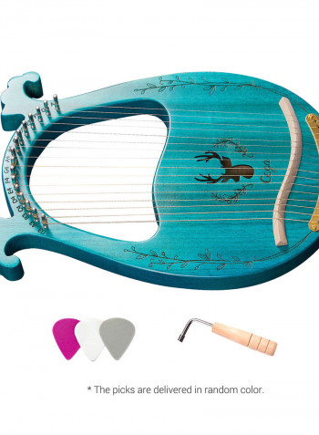 16 Stings Lyre Harp Features Wooden Resonance Box Blue