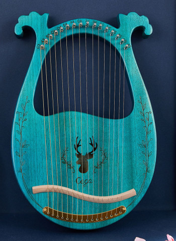 16 Stings Lyre Harp Features Wooden Resonance Box Blue