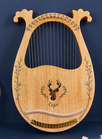 16 Stings Lyre Harp Features Wooden Resonance Box Brown