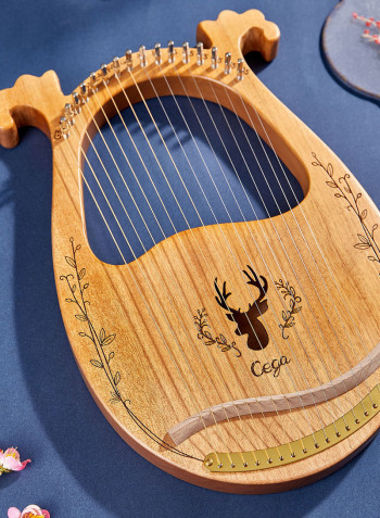 16 Stings Lyre Harp Features Wooden Resonance Box Brown