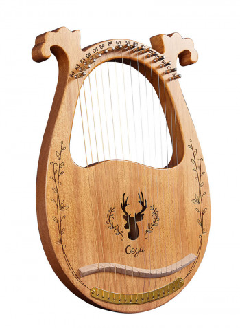 16 Stings Lyre Harp Features Wooden Resonance Box Brown