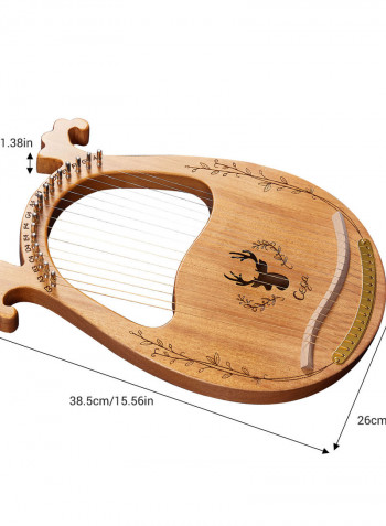 16 Stings Lyre Harp Features Wooden Resonance Box Brown