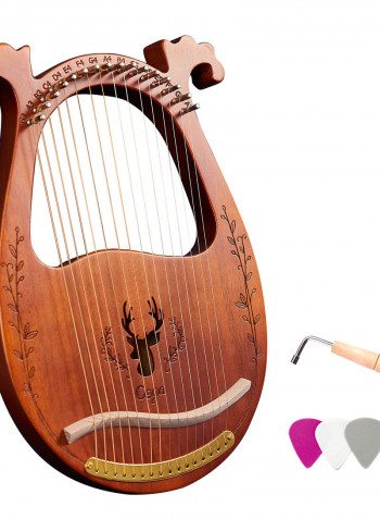 16 Stings Lyre Harp Features Wooden Resonance Box Coffee