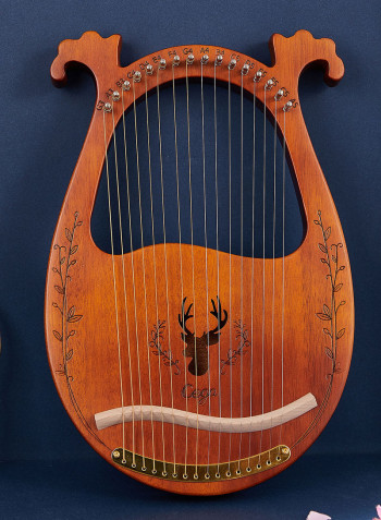 16 Stings Lyre Harp Features Wooden Resonance Box Coffee