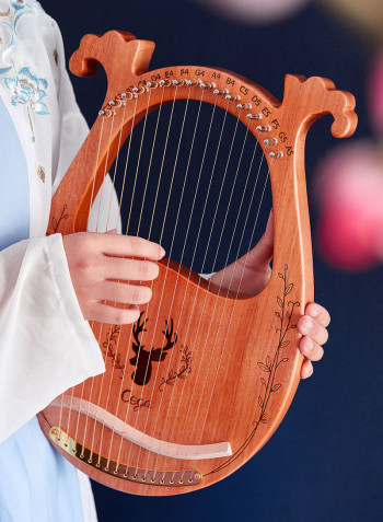 16 Stings Lyre Harp Features Wooden Resonance Box Coffee