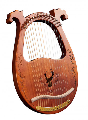 16 Stings Lyre Harp Features Wooden Resonance Box Coffee