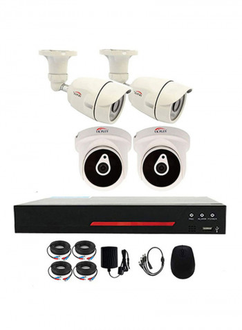 DIY 1080P 4CH Home And Office Security Camera, Surveillance CCTV AHD Kit With DVR Full HD 2 Dome Camera/Indoor Camera And 2 Bullet Camera/Outdoor Camera ( Complete set ) No HDD