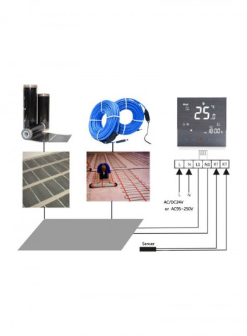 LCD Smart Thermostat Digital Temperature Controller Black 11x9x6.1millimeter