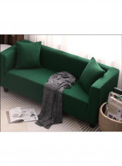 Solid Pattern Anti-Slip Sofa Slipcover Green 235 x 300centimeter