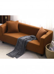 Solid Pattern Sofa Slipcover Brown 235-300centimeter