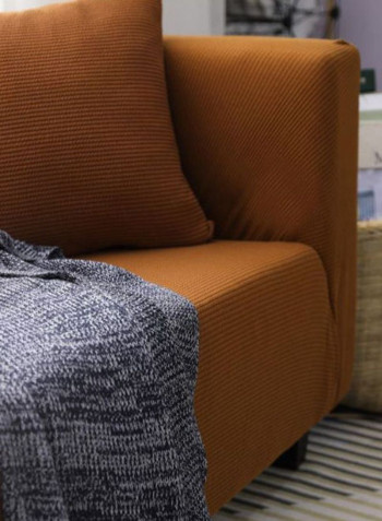 Solid Pattern Sofa Slipcover Brown 235-300centimeter