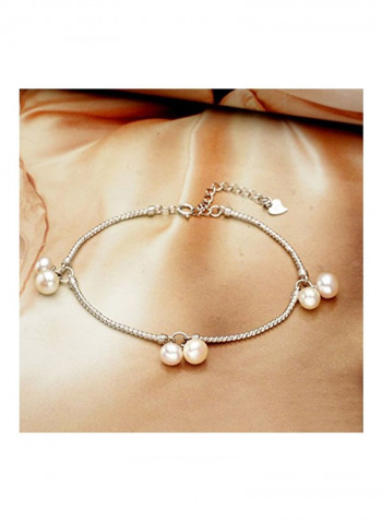 925 Sterling Silver Pearl Filigree Bracelet