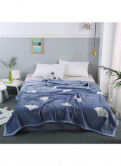 Modern Fresh Home Flannel Thickened Blanket Cotton Blue/White 180x230centimeter
