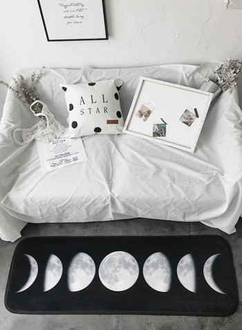 Moon Pattern Anti-Slip Mat Black/White 50x170centimeter