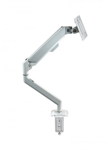 Desk Mount Height Adjustable With Clamp Grommet Mounting Base فضي