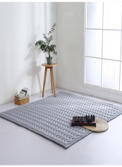 Solid Plaids Pattern Anti Skidding Mat Grey 70(W)x180(L)centimeter