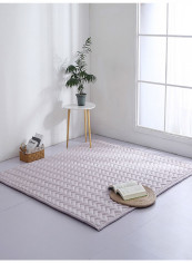 Solid Plaids Pattern Antiskidding Floor Rug White 70(W)x180(L)centimeter