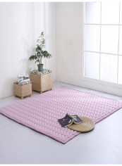 Solid Plaids Pattern Comfy Antiskidding Floor Rug Pink 70(W)x180(L)centimeter