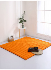 Solid Plaids Pattern Comfy Antiskidding Rug Orange 70(W)x180(L)centimeter