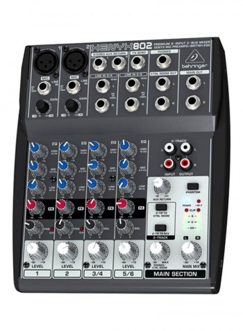 Premium 8-Input 2-Bus Mixer 802 Grey/Red/Blue