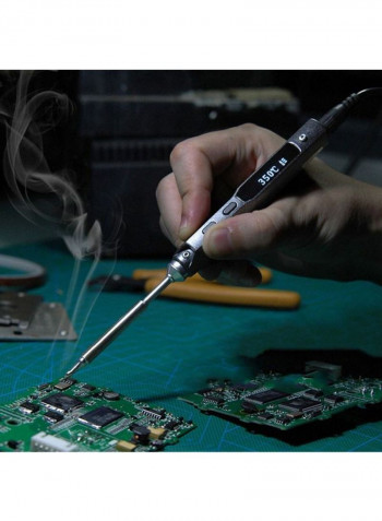 Portable Digital OLED Intelligent Electric Soldering Iron Balck/Silver 167millimeter